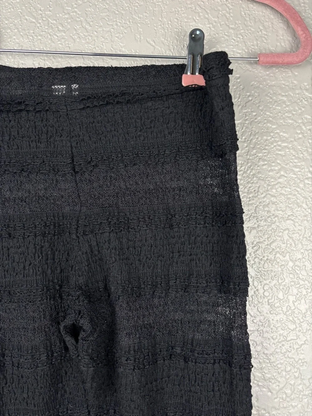 Free People Black Small Tiered Lace Sheer Ruffle Leggings Boho Festival Edgy - Picture 6 of 11